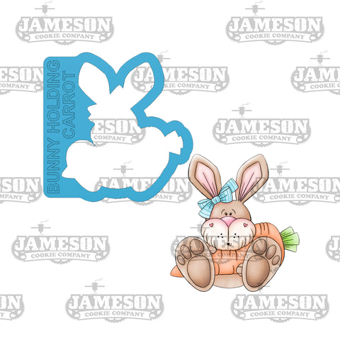 Bunny Holding Carrot Cookie Cutter - Easter Theme