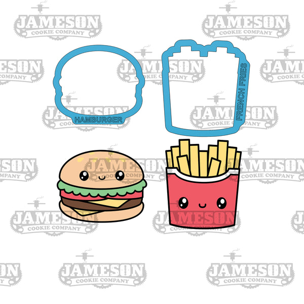 Burger and Fries Cookie Cutter Set - Perfect Pair Version, Go Together Like, Food Cookie Cutters