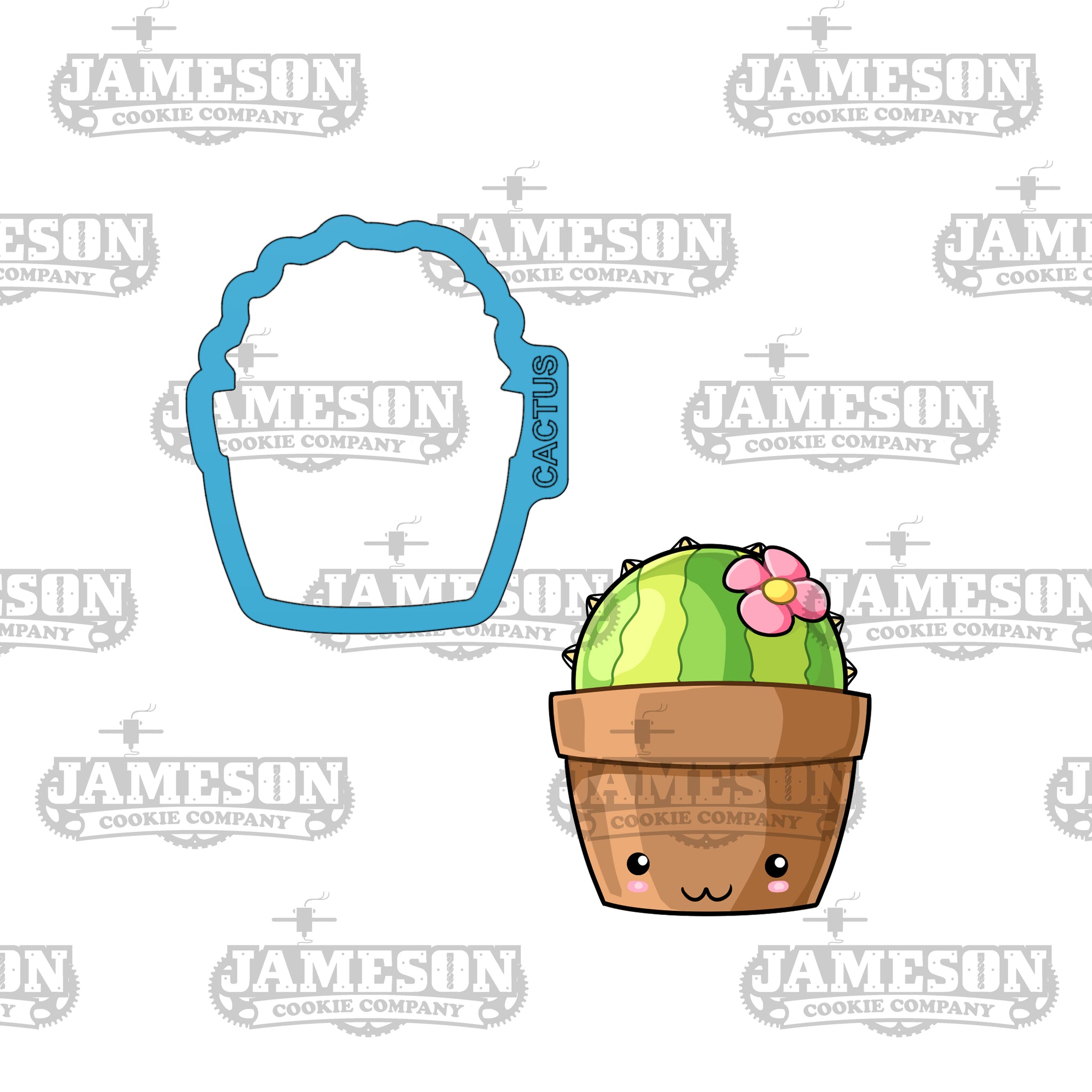 Potted Cactus Cookie Cutter - Garden Theme, Garden Plant, Flowered Cactus in Pot