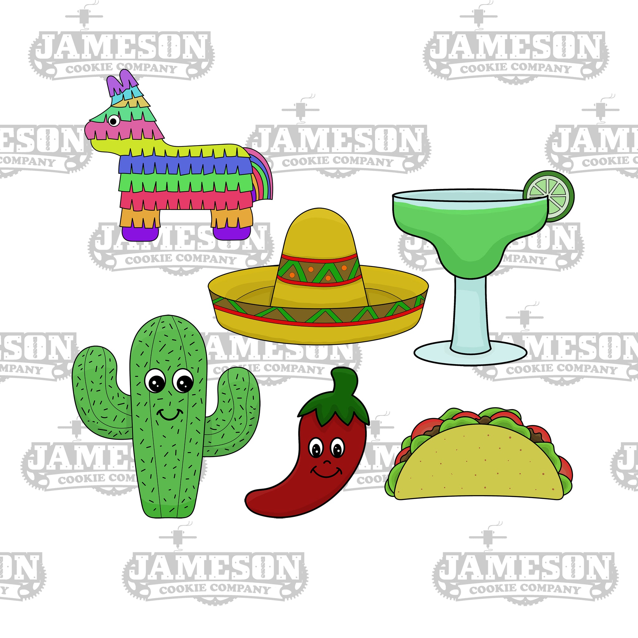 MINI COOKIE CUTTER SET – Fiesta llama, chili pepper, cactus and sombrero –  Cake Connection