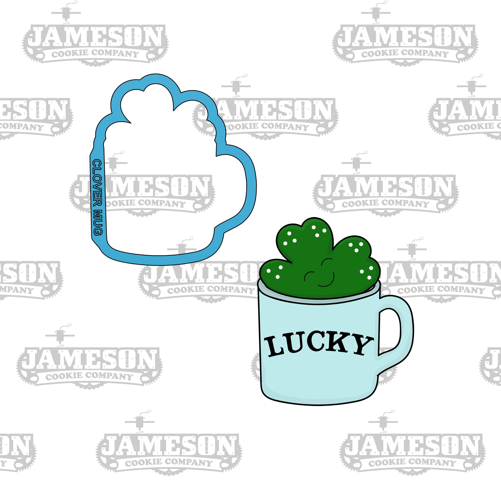 St. Patrick Day Clover In Mug Cookie Cutter - Clover Cup - Four Leaf - Lucky