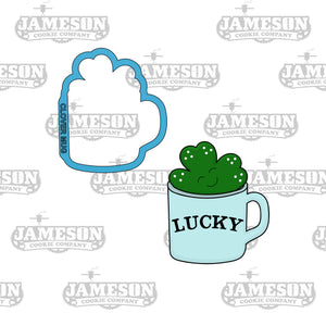 St. Patrick Day Clover In Mug Cookie Cutter - Clover Cup - Four Leaf - Lucky