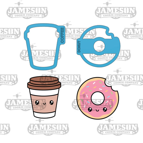Coffee and Donut Cookie Cutter Set - Perfect Pair Version, Go Together Like, Food Cookie Cutters