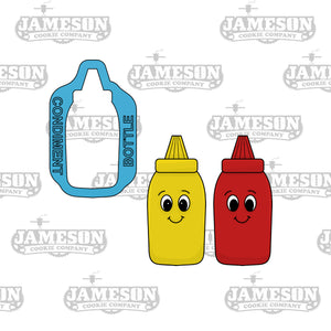Condiment Bottle Cookie Cutter - Mustard, Ketchup, Mayo, Dressing - Food Theme