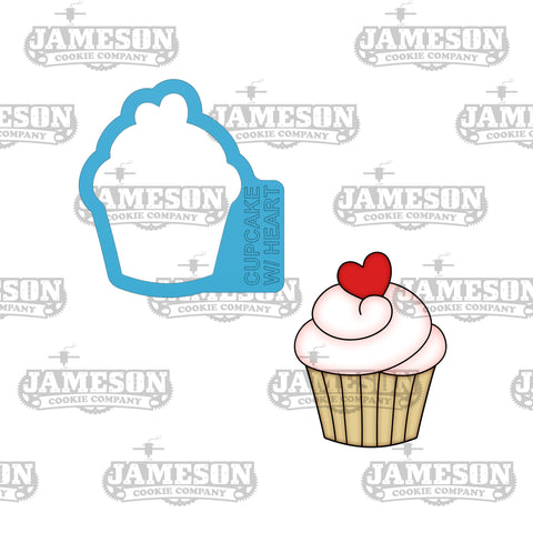 Valentine Cupcake with Heart Cookie Cutter