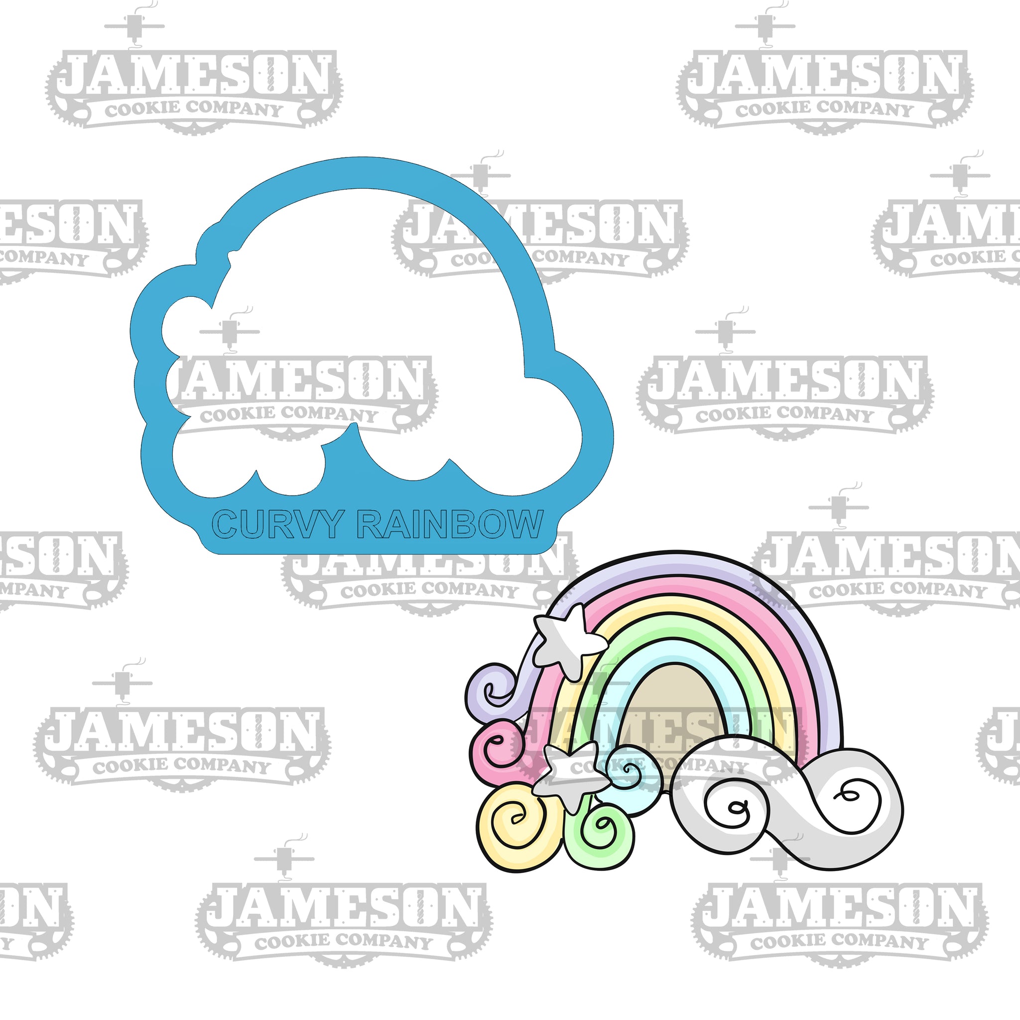 Curvy Rainbow with Cloud Cookie Cutter - Spring Theme