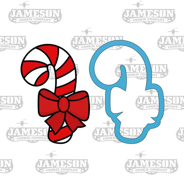 Christmas Candy Cane Cookie Cutter - Candycane with Bow