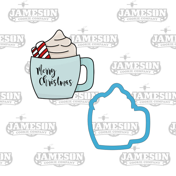 Christmas Mug Cookie Cutter - Hot Cocoa Candy Cane Latte Coffee Cup