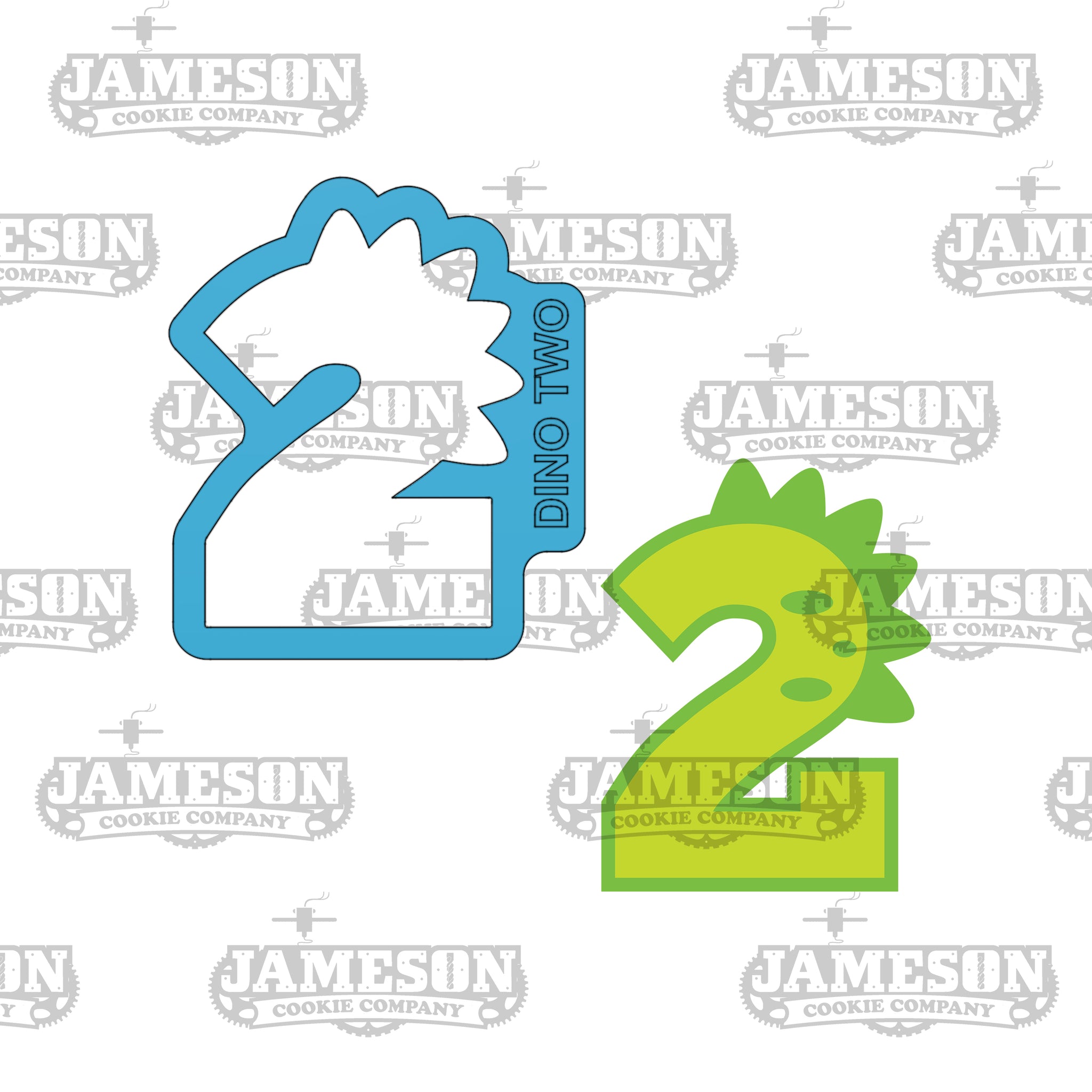 Dinosaur Number 2 (two) Cookie Cutter - Birthday Dino Number Cookie Cutter