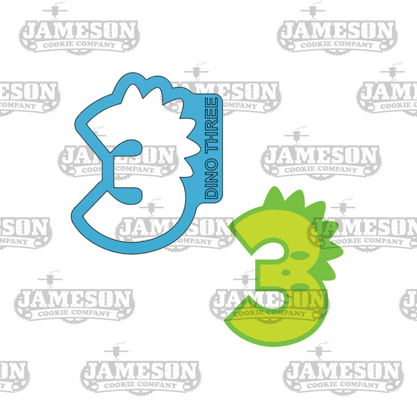 Dinosaur Number Cookie Cutters - One, Two, and Three Cutters - Dino Birthday Cutters