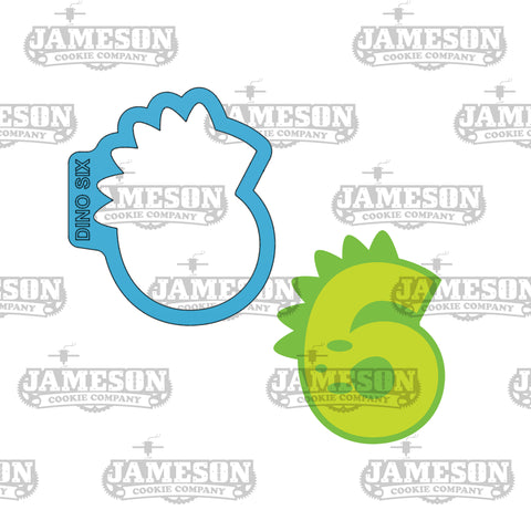 Dinosaur Number 6 (six) Cookie Cutter - Birthday Dino Number Cookie Cutter