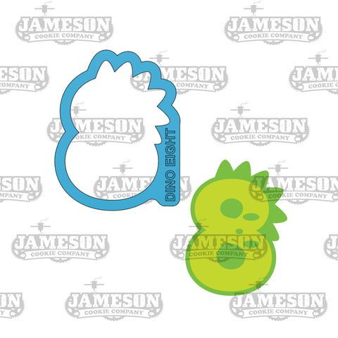 Dinosaur Number 8 (eight) Cookie Cutter - Birthday Dino Number Cookie Cutter