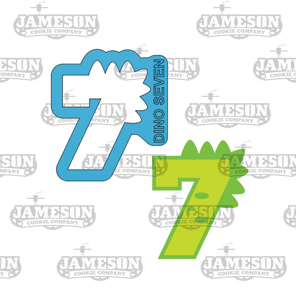 Dinosaur Number 7 (seven) Cookie Cutter - Birthday Dino Number Cookie Cutter