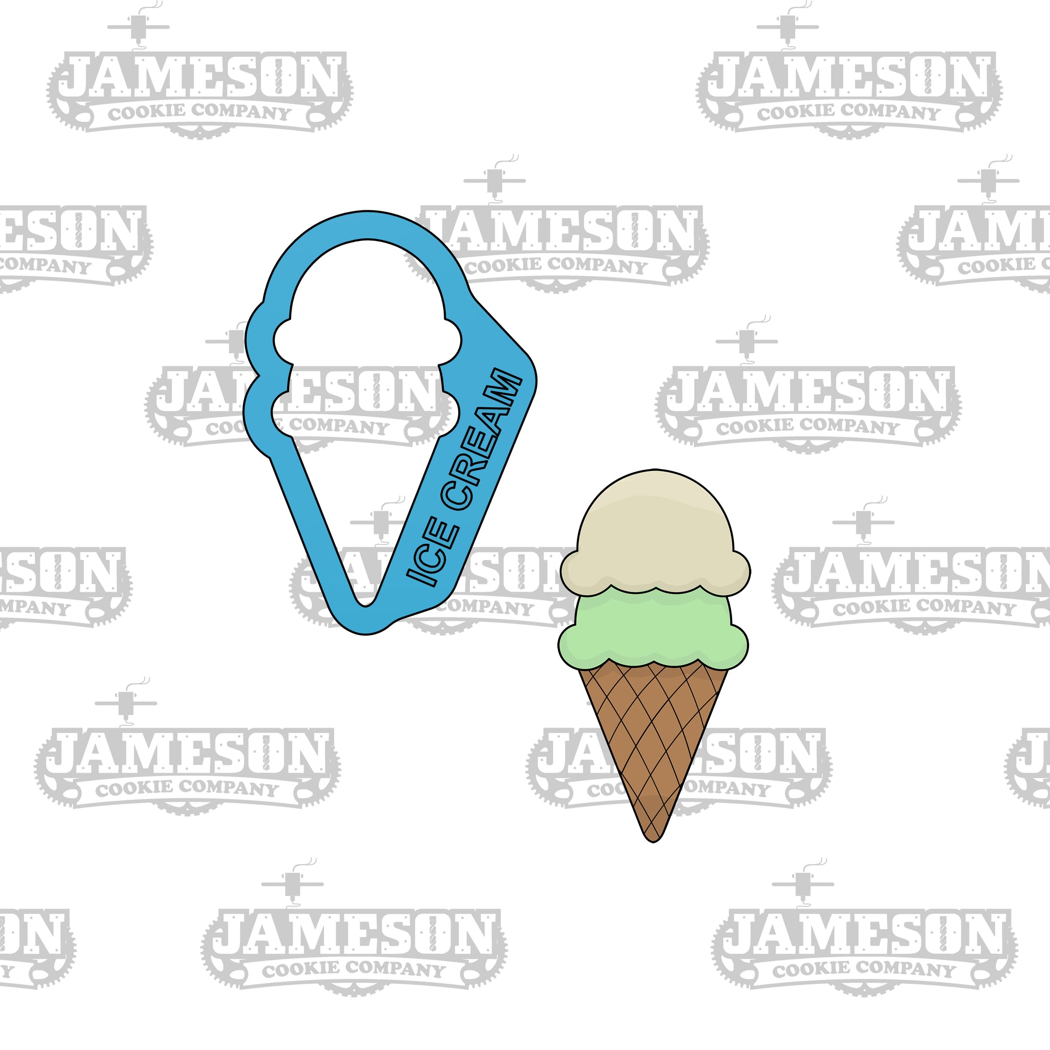 Ice Cream Cone Cookie Cutter - Waffle Cone - Double Scoop - Food Theme