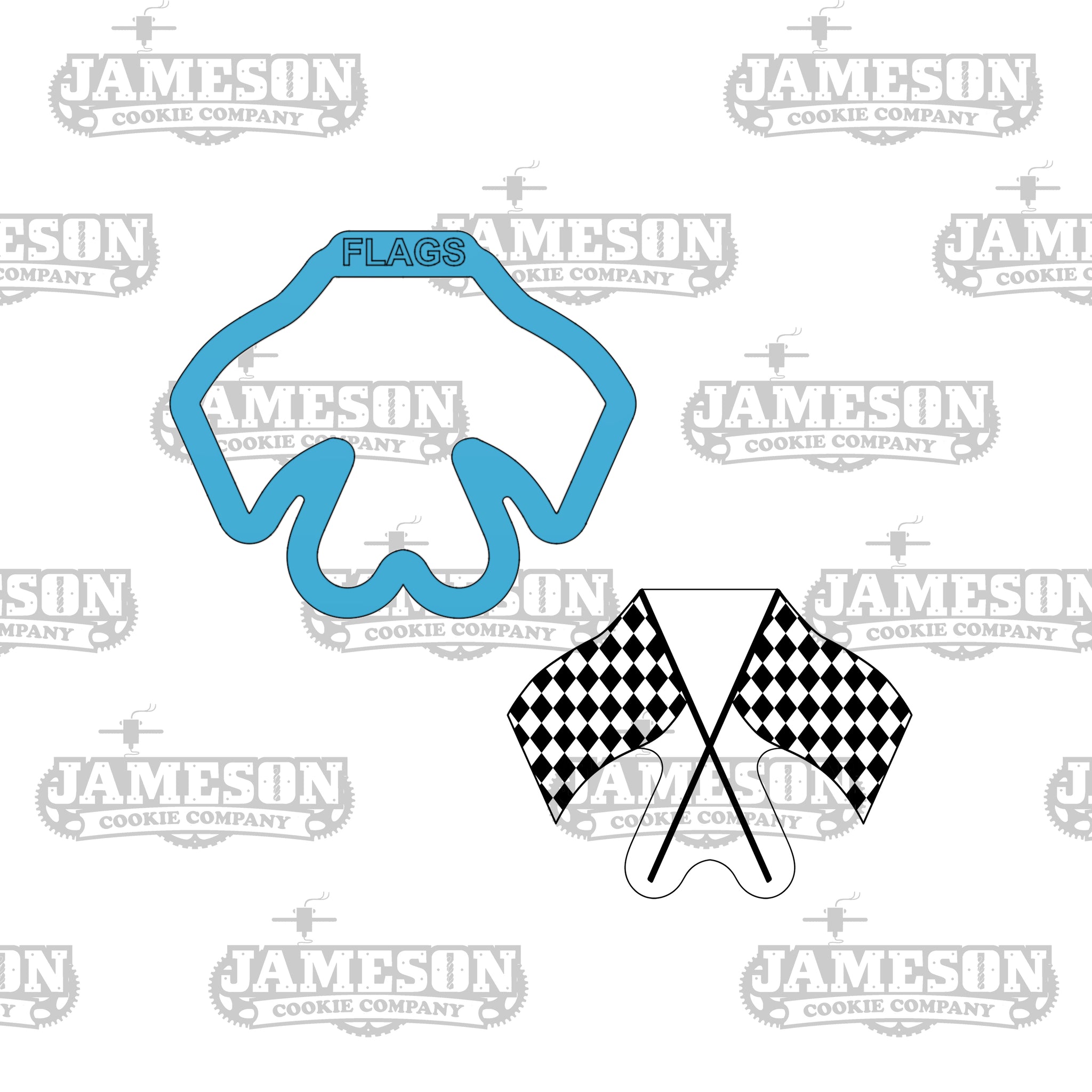 Checkered Flags Cookie Cutter - Racing, Monster Truck, Car Theme