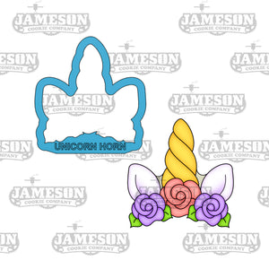 Floral Unicorn Horn Cookie Cutter, Unicorn Ears and Horn
