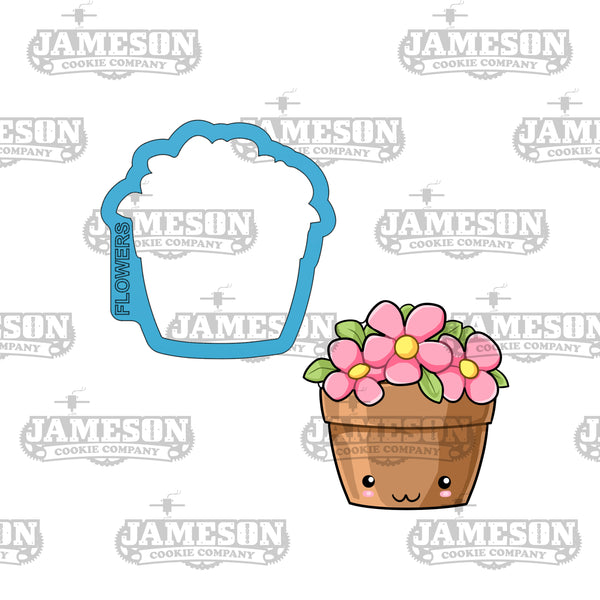 Potted Flowers Cookie Cutter - Garden Theme, Garden Plant, Flowers in Pot