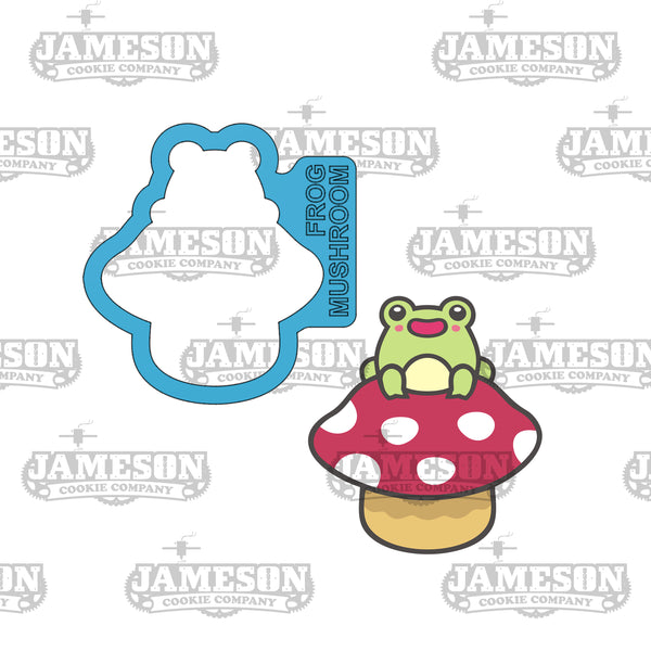 Frog on Mushroom Cookie Cutter - Toad on Toadstool - Spring Theme