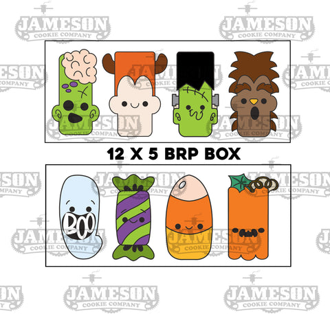 Halloween Stick Cookie Cutter Set for 12x5 BRP Box - Halloween Zombie, Devil, Frankenstein, Werewolf, Ghost, Candy, Candy Corn, Pumpkin