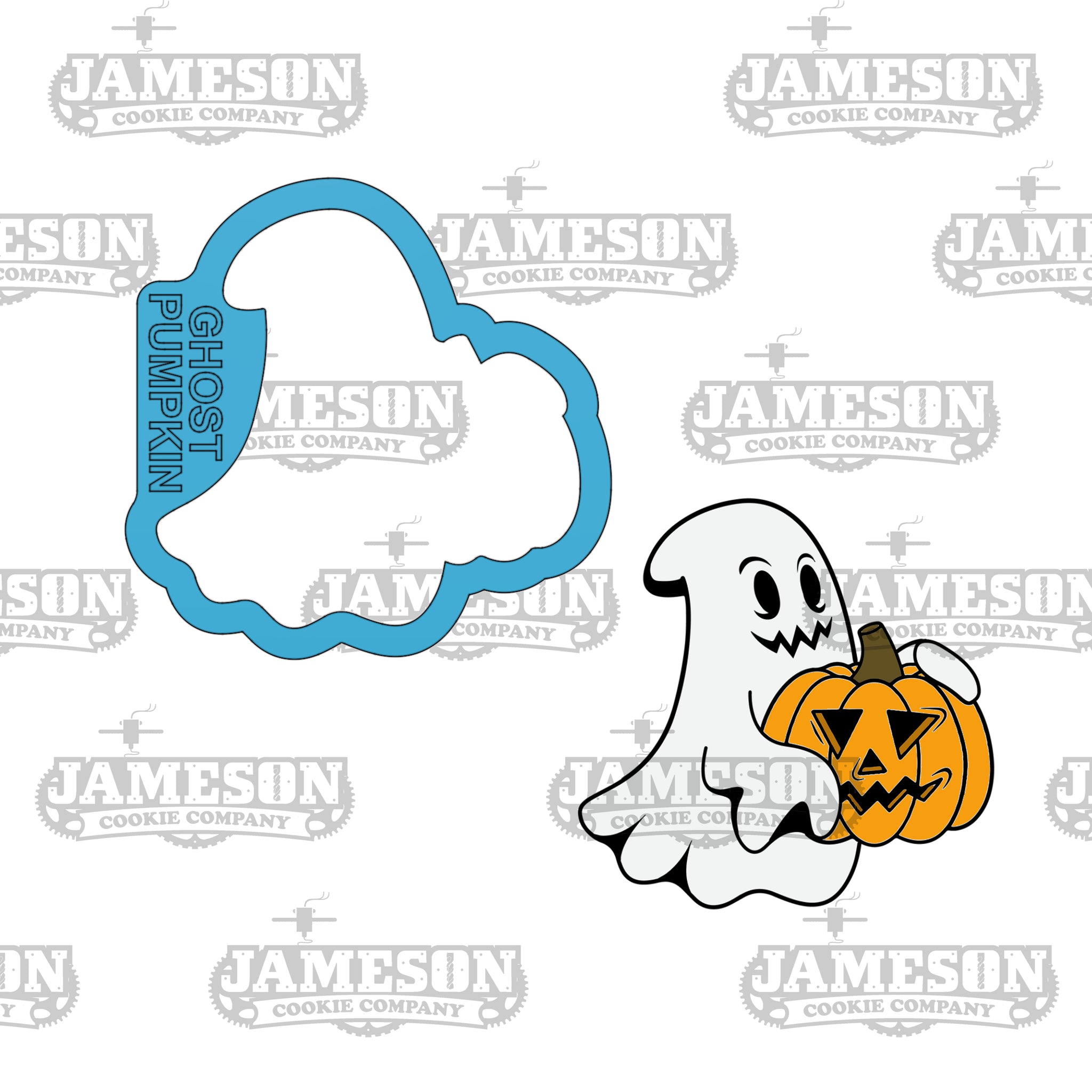 Ghost Holding Pumpkin Cookie Cutter - Spooky Ghost, Halloween Ghost