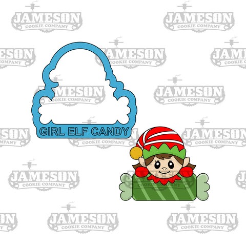 Christmas Girl Elf Candy Plaque Cookie Cutter - Elf Name Plaque Cookie Cutter