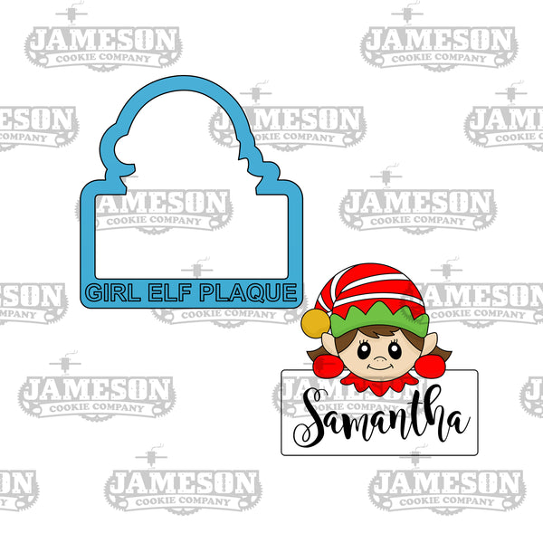 Christmas Girl Elf Plaque Cookie Cutter - Elf Name Plaque Cookie Cutter