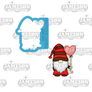 Valentine Gnome Holding Heart Balloon Cookie Cutter