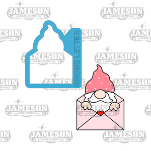 Gnome Letter Cookie Cutter - Valentine's Day Theme Cookie Cutter - Gnome in Envelope Letter