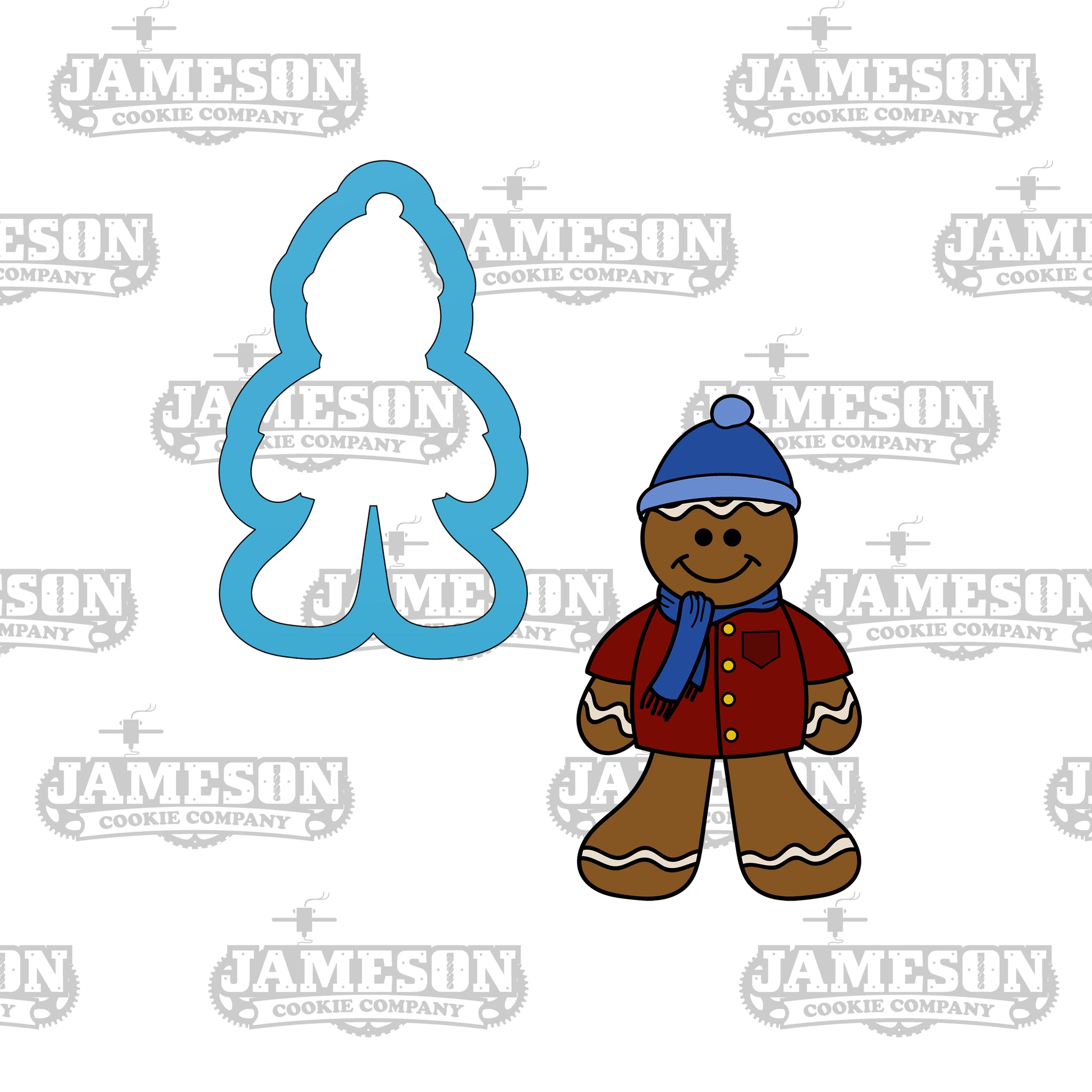 Christmas Gingerbread Boy with Hat Cookie Cutter - Chubby Winter Ginger Bread Man - Ginger Snap