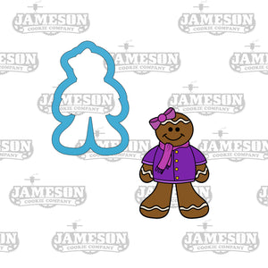 Christmas Gingerbread Girl with Bow Cookie Cutter - Winter Ginger Bread Woman - Ginger Snap