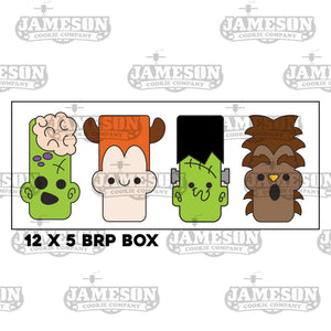Halloween Stick Cookie Cutter Set 1 for 12x5 BRP Box - Halloween Monsters, Frank, Devil, Zombie, Werewolf