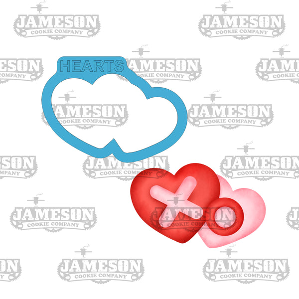 Hearts Cookie Cutter - Pair of Heart, Two Hearts Cookie Cutter