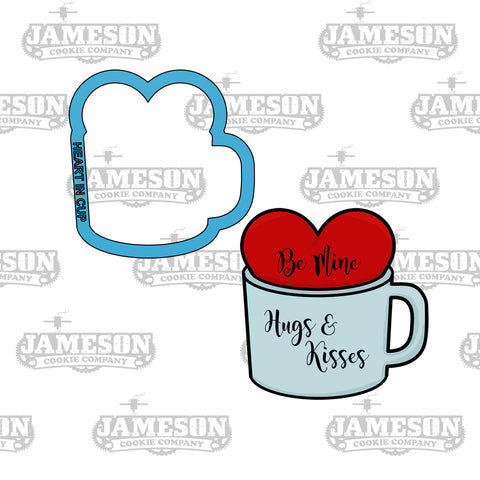 Valentine's Day - Heart in Mug Cookie Cutter - Coffee Cup with Heart - Be Mine - Hugs and Kisses