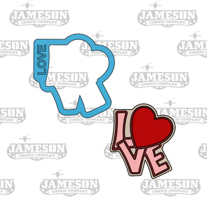Love Plaque Cookie Cutter - Love Word with Heart