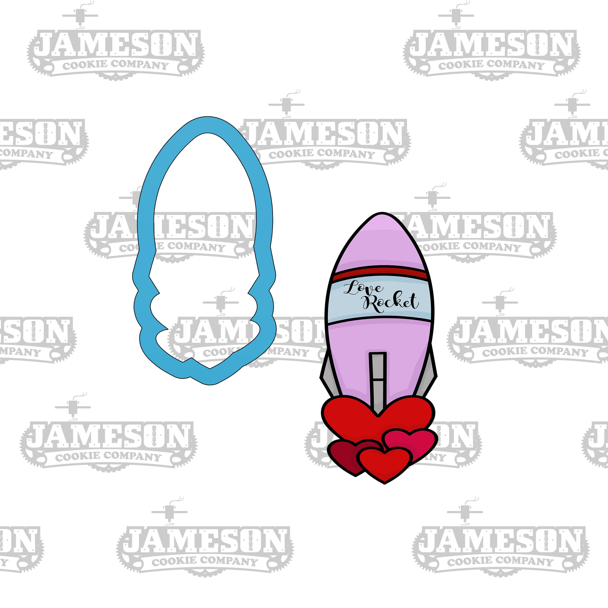 Valentine Love Rocket Stick Cookie Cutter - Love Spaceship - Heart Rocket - Valentine's Day