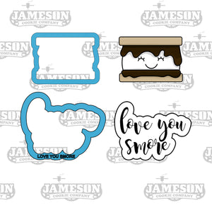 Love You S'more Cookie Cutter Set - Valentine's Day - Love You Smore - Text Script Cookie Cutter