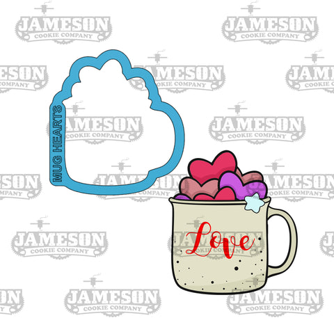 Mug with Hearts Cookie Cutter - Valentine's Day Theme, Coffee Cup Hearts