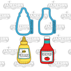 Mustard and Ketchup Bottle Cookie Cutter Set - Food Cookie Cutters