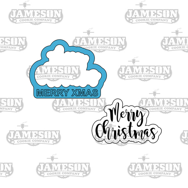 Merry Christmas Script Text Cookie Cutter - Holiday Word Cookie Cutter