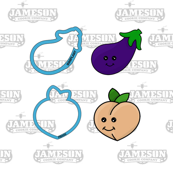 Eggplant and Peach Emoji Cookie Cutters