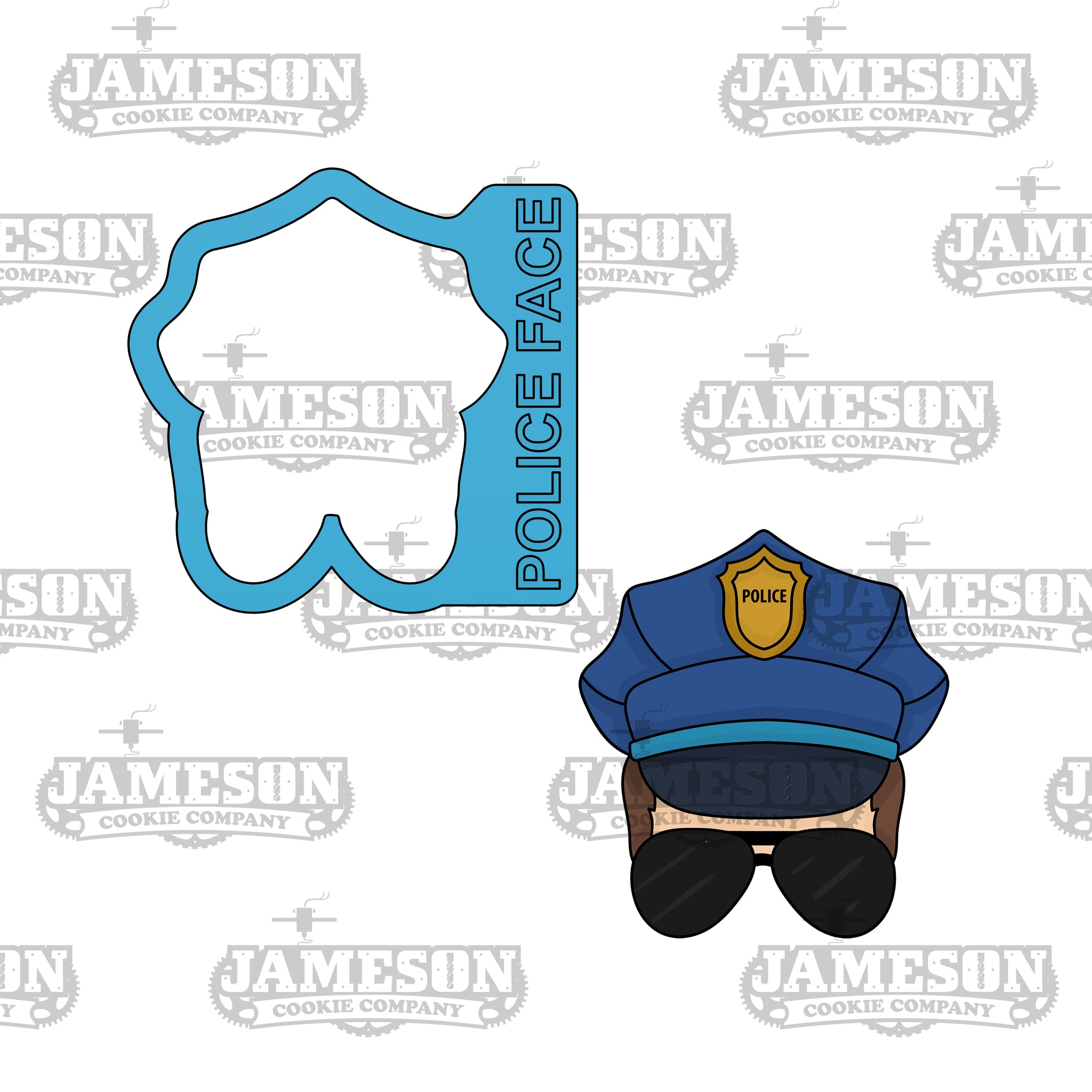 Police Officer Face Cookie Cutter - Police Life Theme