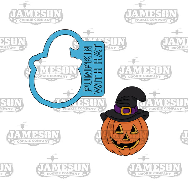 Pumpkin with Hat Cookie Cutter - Halloween Theme - Pumpkin Witch Hat