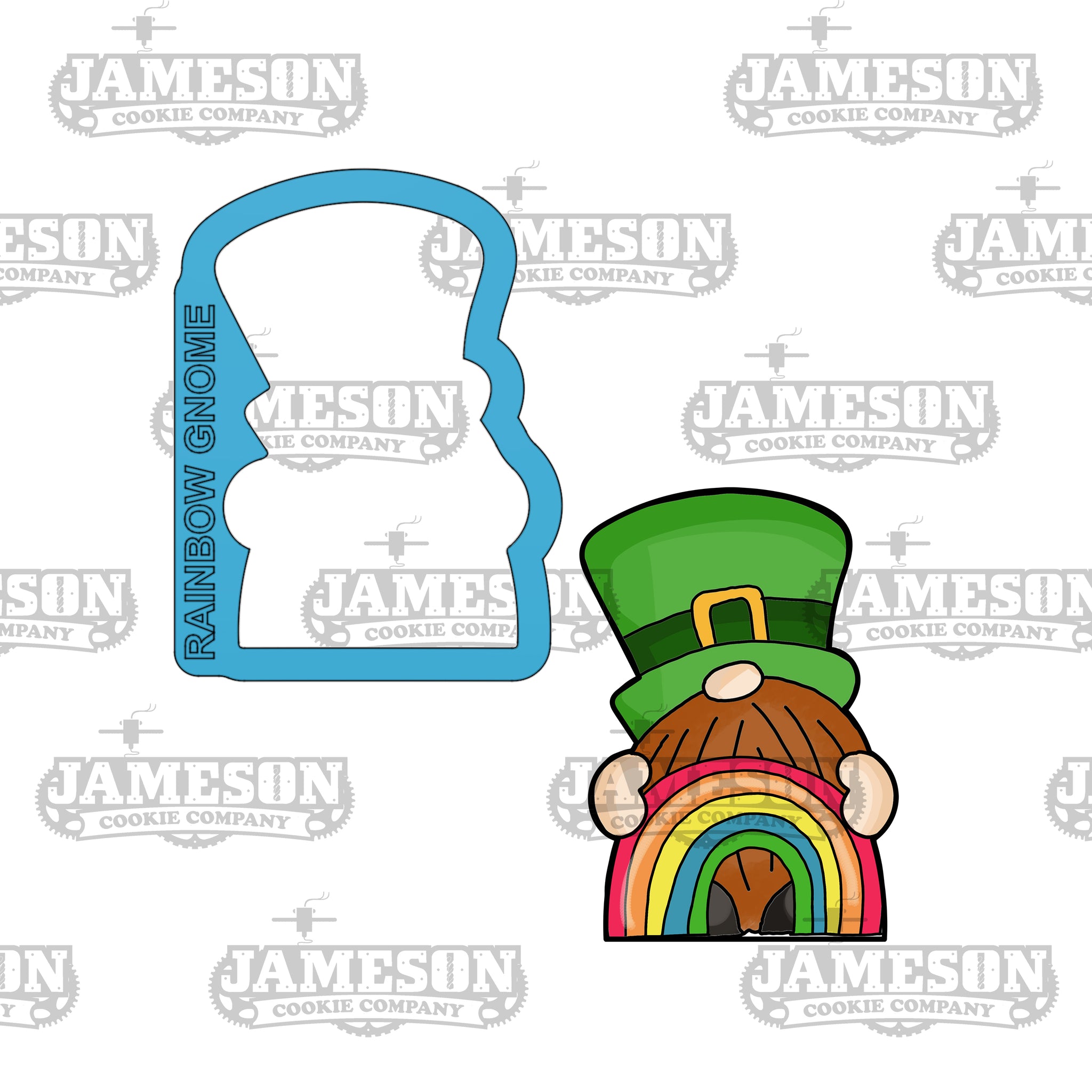 Leprechaun Gnome Holding Rainbow Cookie Cutter - St. Patrick's Day Theme