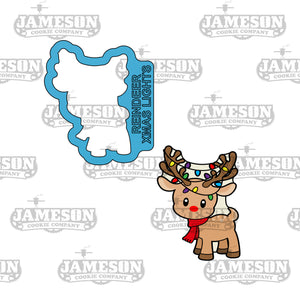 Reindeer with Christmas Lights Cookie Cutter - Christmas Cookie Cutter