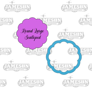 Round Large Scalloped Cookie Cutter - Fancy Ruffled Bubble Round Frame Cookie Cutter
