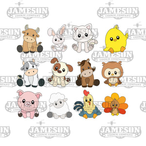 Farm Animal Cookie Cutter Set - Sitting Farm Animals