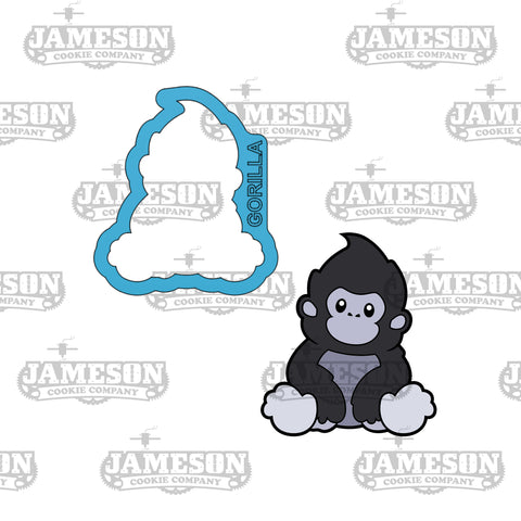 Sitting Gorilla Cookie Cutter - Jungle Animal, Safari Zoo Animal, Baby Gorilla Monkey Ape Cookie Cutter