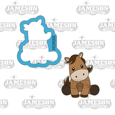 Sitting Horse Cookie Cutter - Farm Animal Baby Cookie Cutter