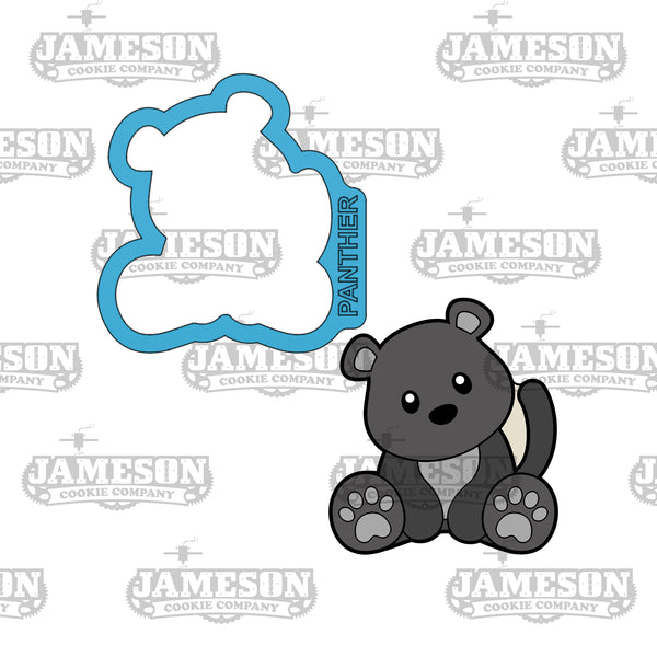Sitting Panther Cookie Cutter - Jungle Animal, Safari Zoo Animal, Baby Black Panther Cookie Cutter