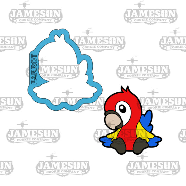 Sitting Parrot Cookie Cutter - Jungle Animal, Safari Zoo Animal, Baby Parrot Cookie Cutter